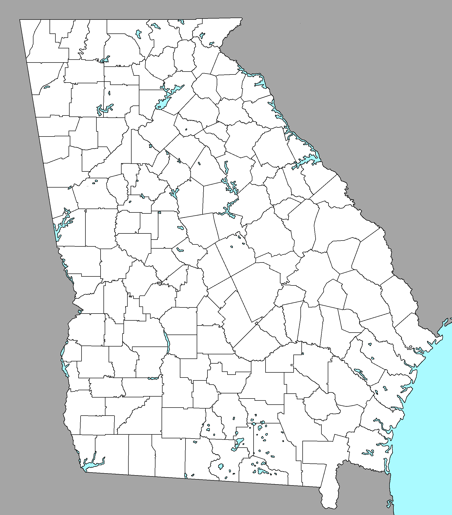 A map of the state of georgia with counties.